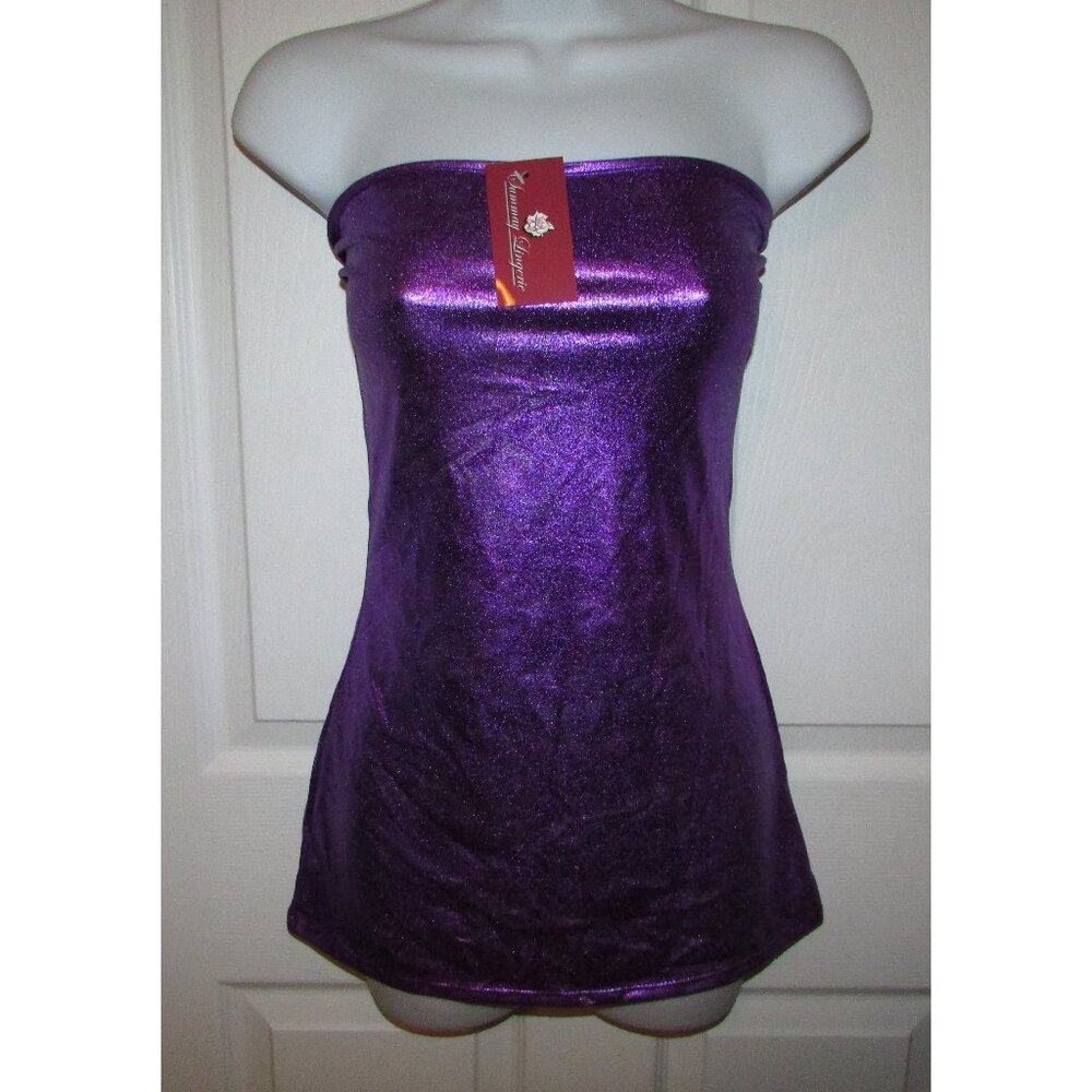 Purple Metallic Mini Dress and Thong Panty - Med - NEW
